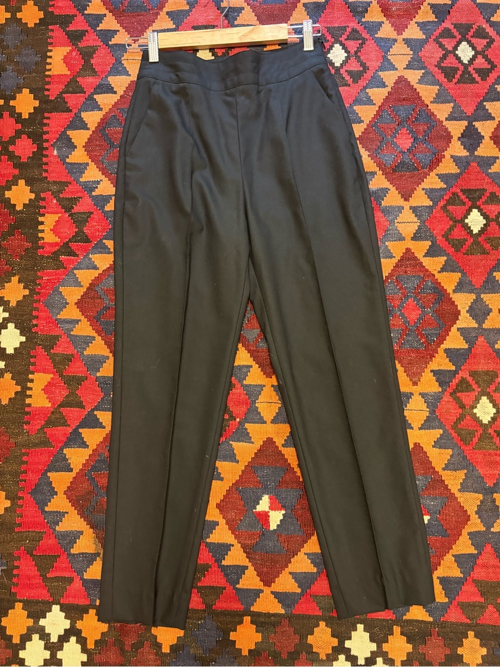 REISS Eniko Wool Blend Tapered Trouser Pants Black | US 6 EU 38